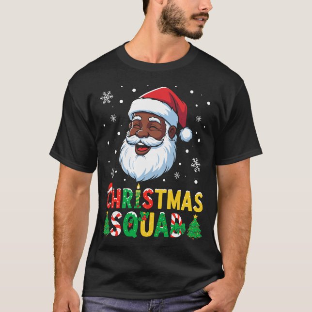 Camiseta Santa Christmas Squad Black Men African American  (Anverso)