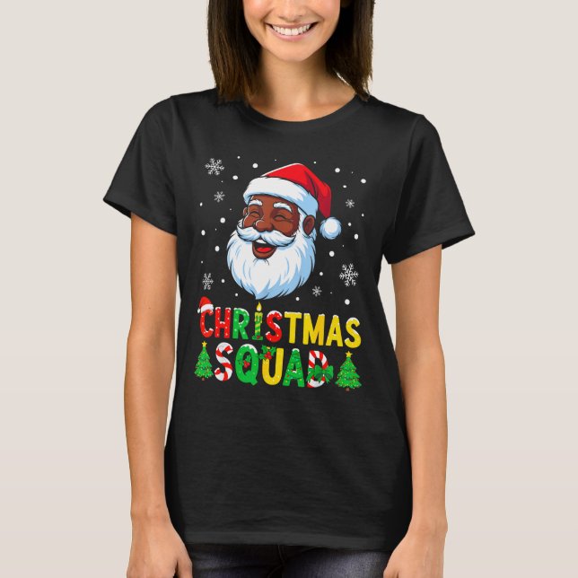 Camiseta Santa Christmas Squad Black Men African American F (Anverso)