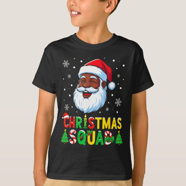 Camiseta Santa Christmas Squad Black Men African American F (Anverso)