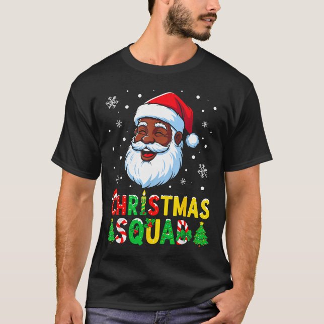 Camiseta Santa Christmas Squad Black Men African American F (Anverso)