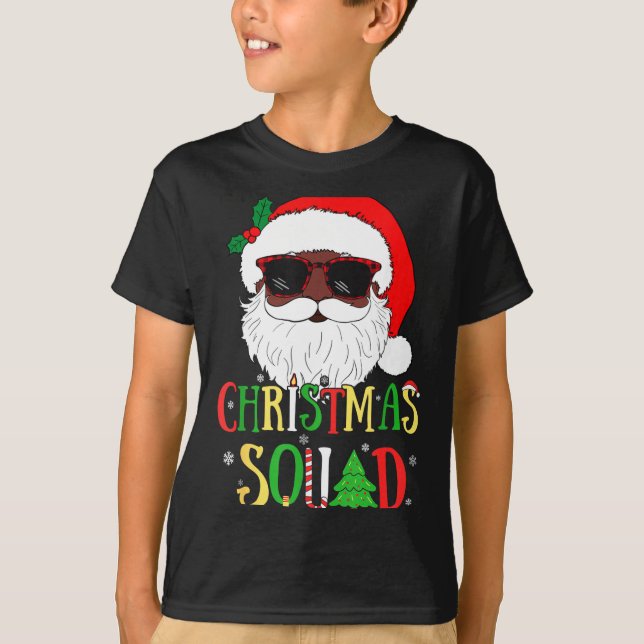 Camiseta Santa Christmas Squad Black Men African American P (Anverso)