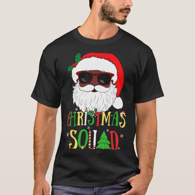Camiseta Santa Christmas Squad Black Men African American P (Anverso)