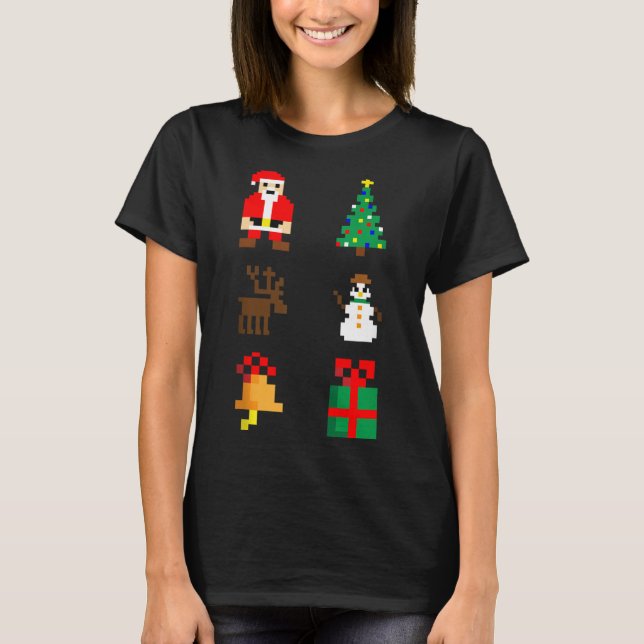 Camiseta Santa Christmas Tree Deer Snowman Bell Gift Xmas X (Anverso)