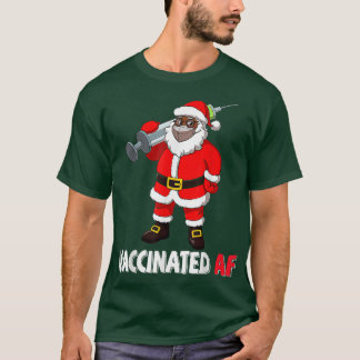 Camiseta Santa Claus afroamericana vacunada en máscara