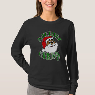 Camiseta Santa Claus afroamericano negro feo de Navidad