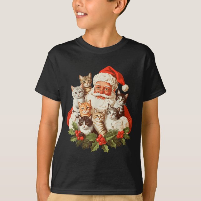 Camiseta Santa Claus And Kittens Cats Christmas  (Anverso)