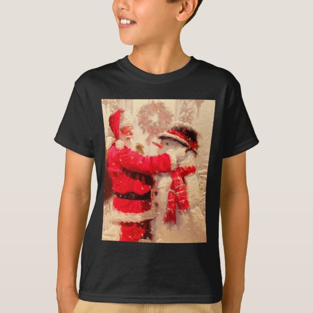 Camiseta Santa Claus And Snowman In Snowfall  (Anverso)
