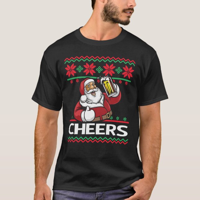 Camiseta Santa Claus Beer Beer Chequeando Navidades feos (Anverso)