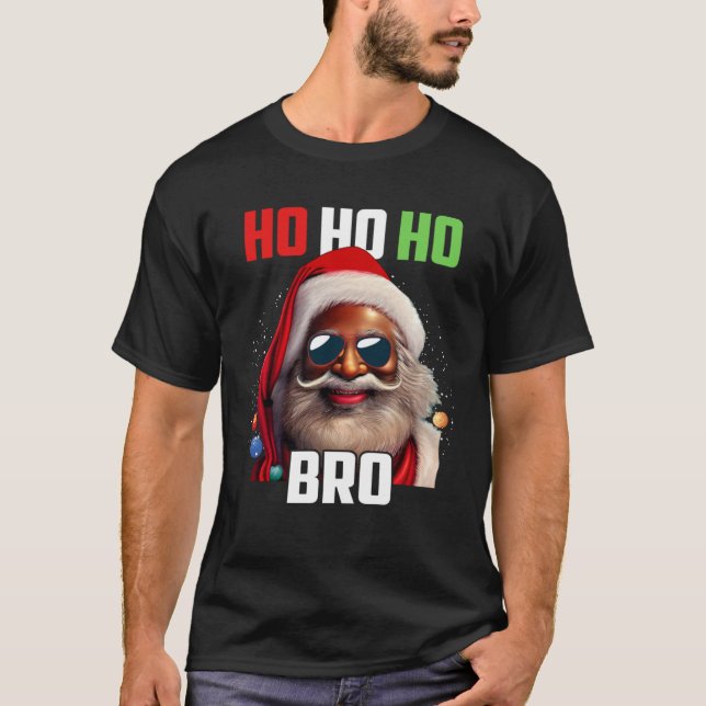 Camiseta Santa Claus Black Afro African American Ho Ho Ho C (Anverso)