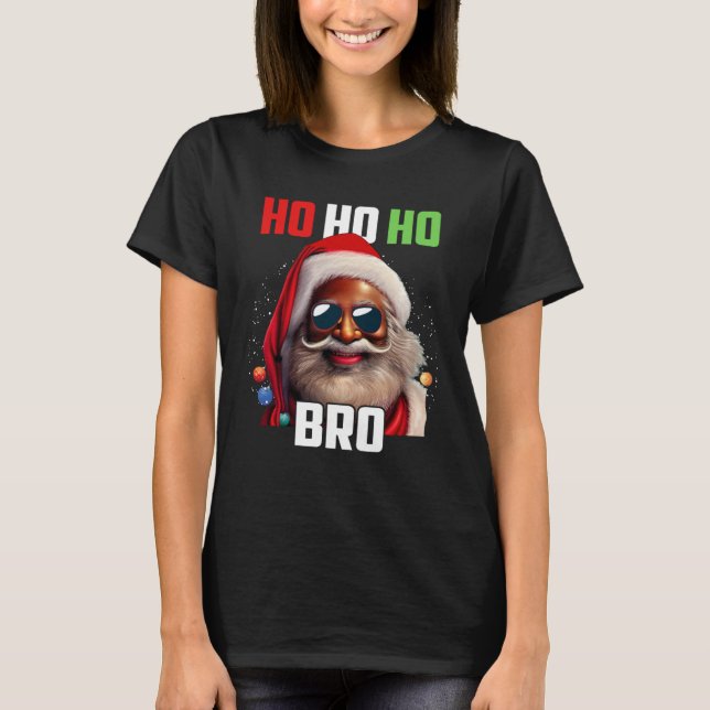 Camiseta Santa Claus Black Afro African American Ho Ho Ho C (Anverso)