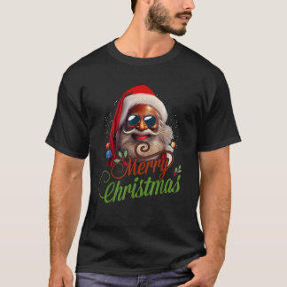 Camiseta Santa Claus Black Afro African American Merry Chri