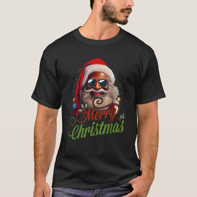 Camiseta Santa Claus Black Afro African American Merry Chri (Anverso)