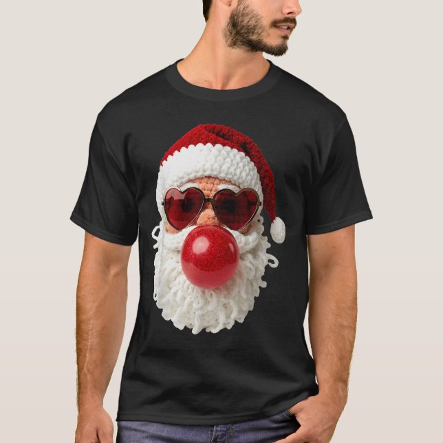 Camiseta Santa Claus Blowing Yarn Crochet Bubble Gum Heart  (Anverso)