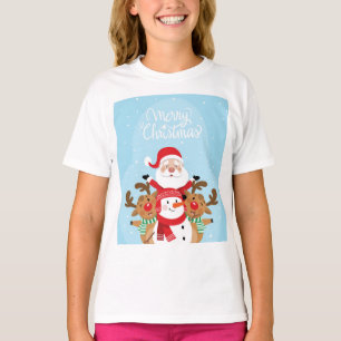 Camiseta Santa Claus, ciervo y snowman