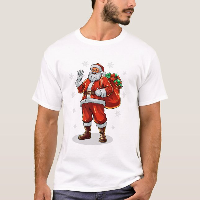 Camiseta Santa Claus clásico que trae regalos de Navidad (Anverso)