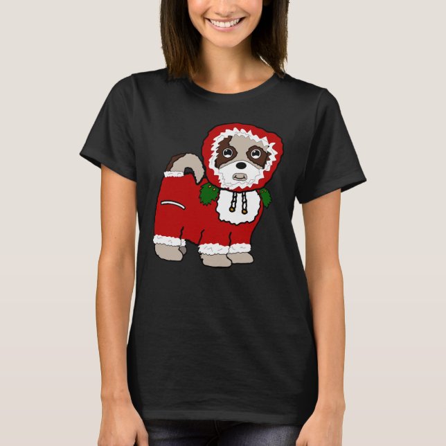 Camiseta Santa Claus Coat Shih Tzu Maltese (Rojo) (Anverso)