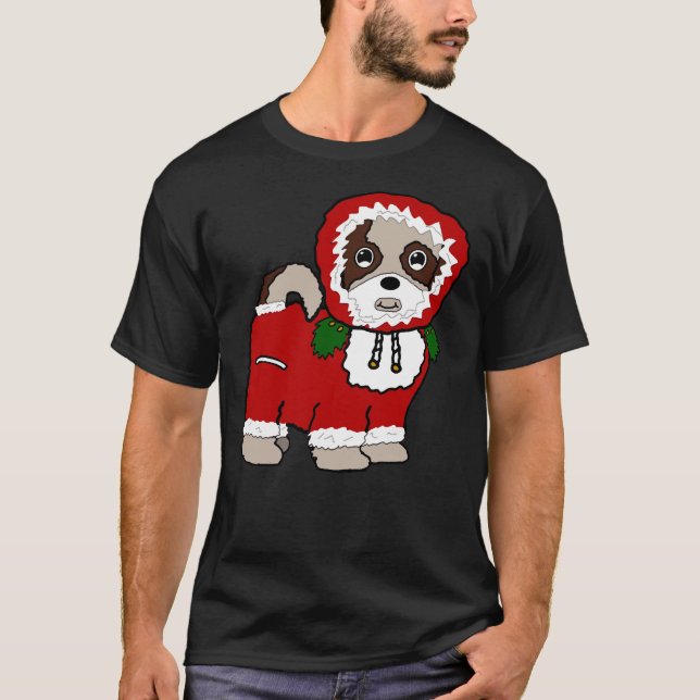 Camiseta Santa Claus Coat Shih Tzu Maltese (Rojo) (Anverso)