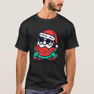 Camiseta Santa Claus Comating Watermelon Vintage Melon Xmas
