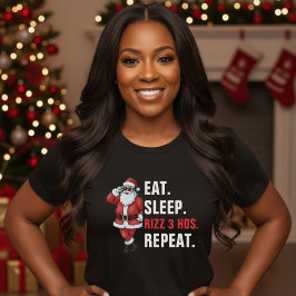 Camiseta Santa Claus Come Dormir Rizzmas Repetir Navidad