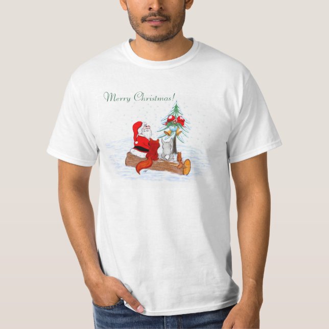 Camiseta Santa Claus con Fox de Conejo y Squirrel (Anverso)
