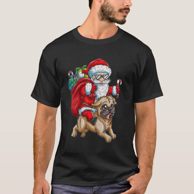 Camiseta Santa Claus con mochila Sack Pug Perro Niños Crist (Anverso)