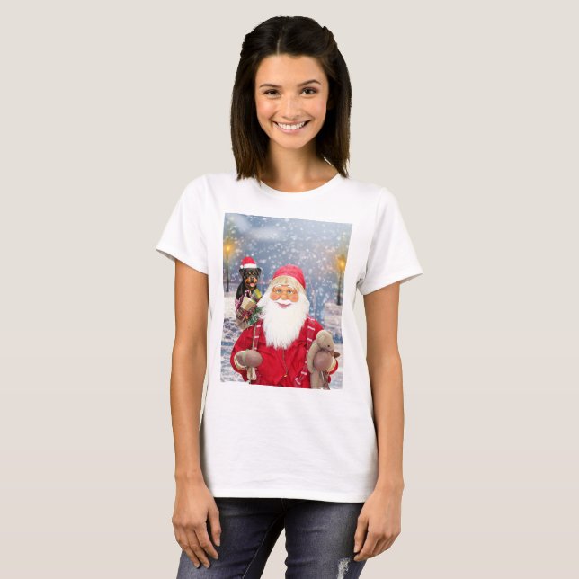 Camiseta Santa Claus con Navidades Regalos Rottweiler Dog (Anverso completo)