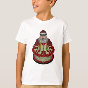 Camiseta Santa Claus con pastel de cumpleaños
