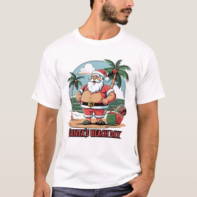 Camiseta Santa Claus con un giro - Día de la playa (Anverso)