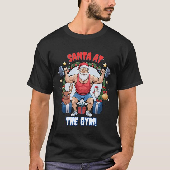 Camiseta Santa Claus con un giro - Gym Santa Holiday (Anverso)