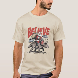 Camiseta Santa Claus Cree Dinosaur Navidad Triceratops