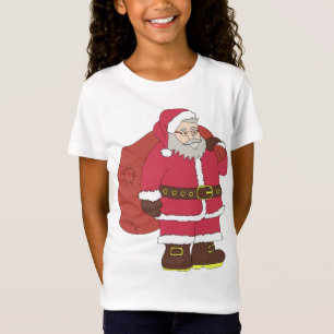 Camiseta Santa Claus de rojo con bolsa de regalo y anteojos