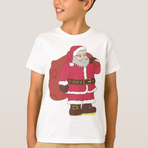 Camiseta Santa Claus de rojo con bolsa de regalo y anteojos