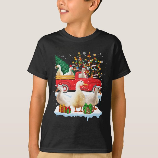 Camiseta Santa Claus Duck Ride Red Truck Xmas Tree Christma (Anverso)