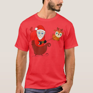 Camiseta Santa Claus en el Sleigh con un reno delicioso