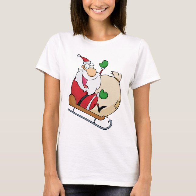 Camiseta Santa Claus en Sleigh (Anverso)