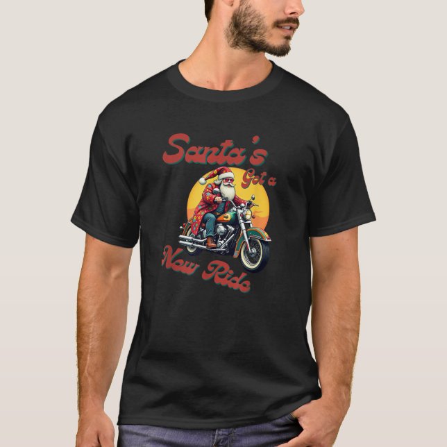 Camiseta Santa Claus en su nuevo viaje es una motocicleta (Anverso)
