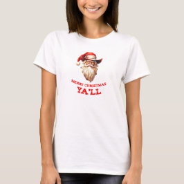 Camiseta SANTA CLAUS en una GORRA de COWBOY feliz navidad