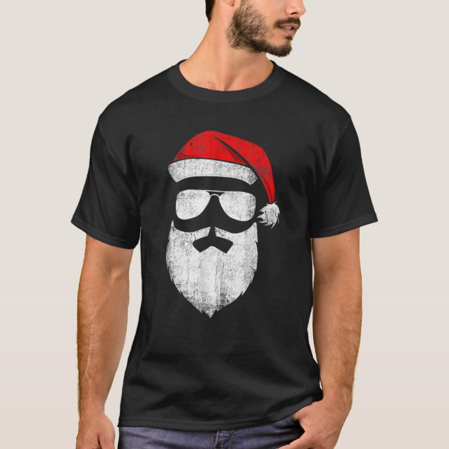 Camiseta Santa Claus Enfrenta Gafas De Sol Con La Barba Gor (Anverso)