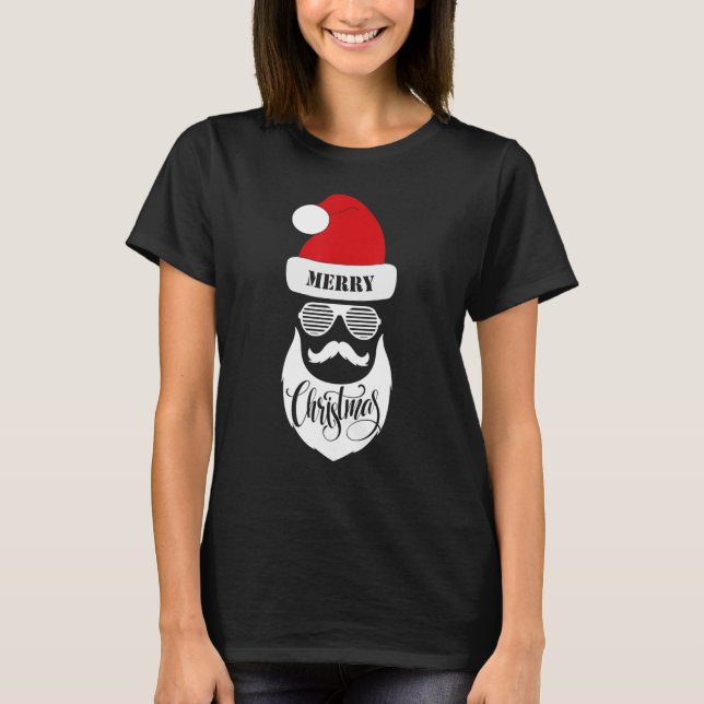 Camiseta Santa Claus enfrenta lentes de sol con la barba Go (Anverso)