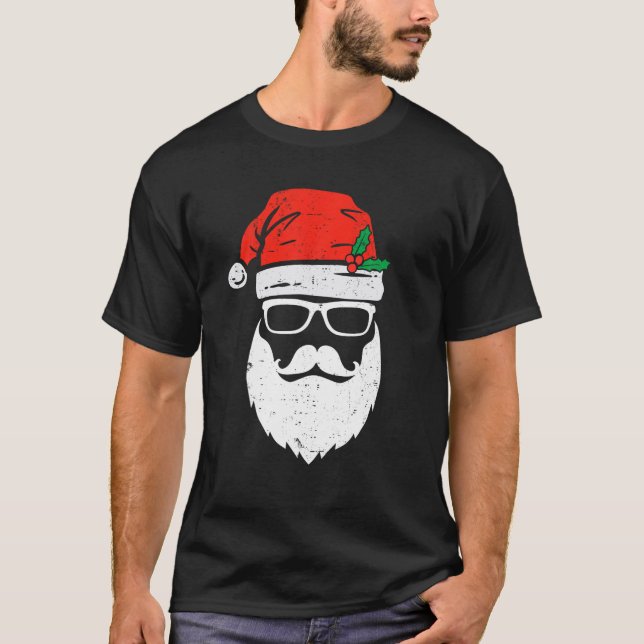 Camiseta Santa Claus enfrenta lentes de sol con la barba Go (Anverso)