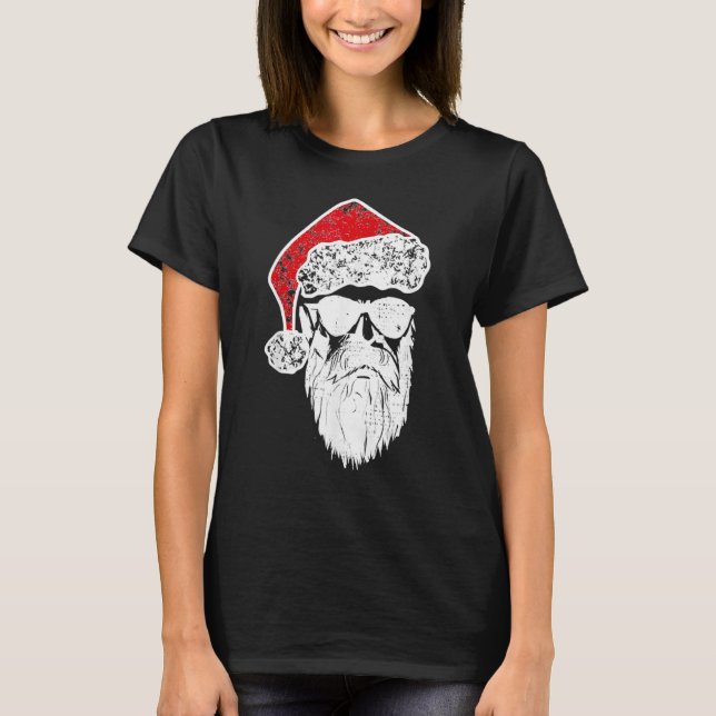 Camiseta Santa Claus enfrenta lentes de sol con la barba Go (Anverso)