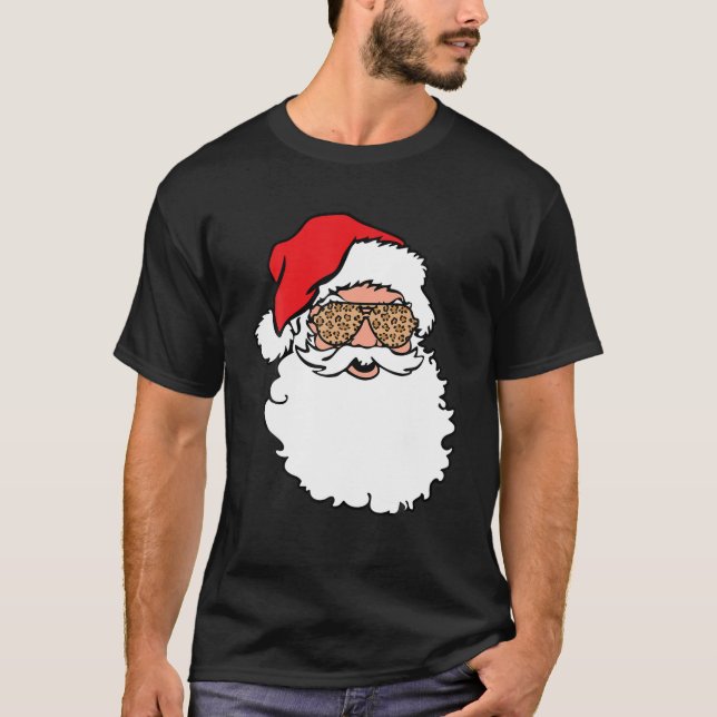 Camiseta Santa Claus Face Leopard Imprimir gafas de sol (Anverso)