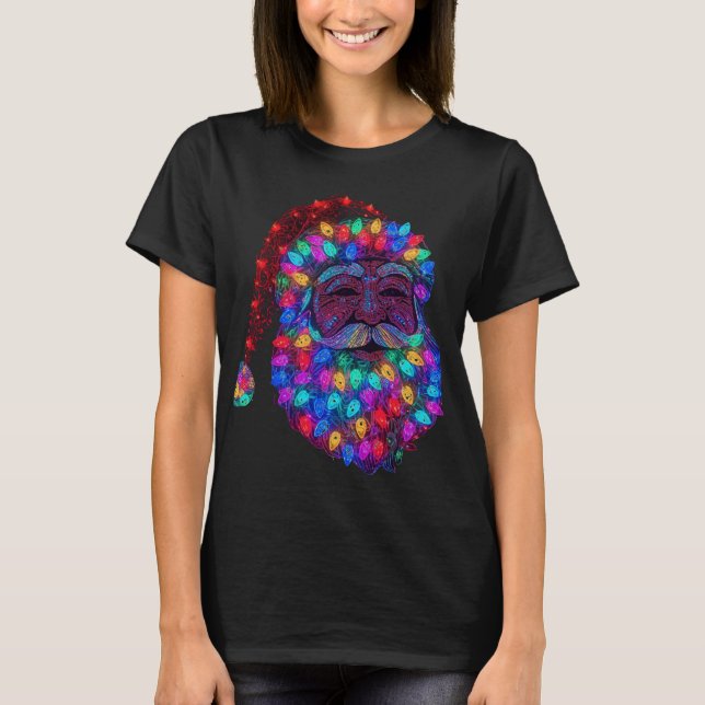 Camiseta Santa Claus Face Made From Christmas Tree Lights (Anverso)