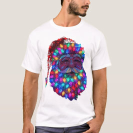 Camiseta Santa Claus Face Made From Christmas Tree Lights