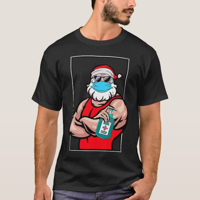 Camiseta Santa Claus Face Mask Merry Quarantine Navidades 2 (Anverso)