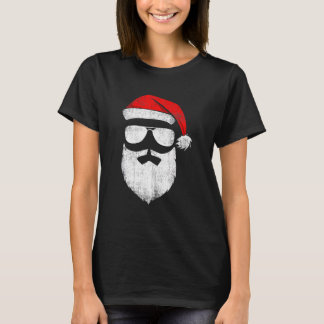Camiseta Santa Claus Face Sunglasses With Hat Beard Christm