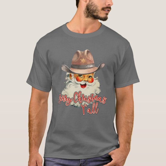 Camiseta Santa Claus Feliz Navidad Y'all Western Country (Anverso)