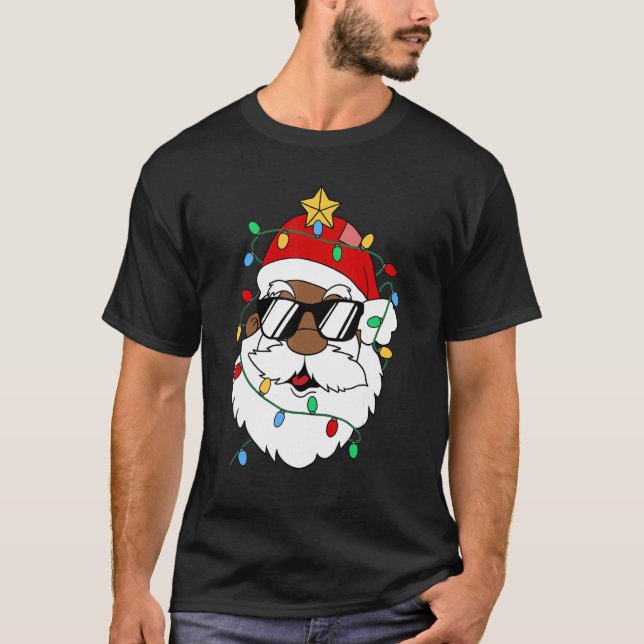 Camiseta Santa Claus Gafas de sol Navidades Noches Luces Ne (Anverso)