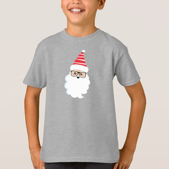 Camiseta Santa Claus, gafas, hipster Santa, Navidades (Anverso)