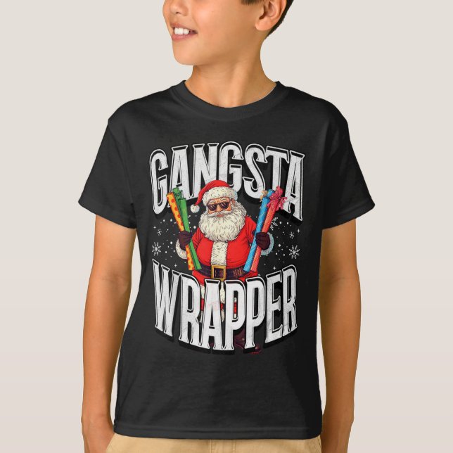 Camiseta Santa Claus Gangsta Wrapper Funny Christmas  (Anverso)